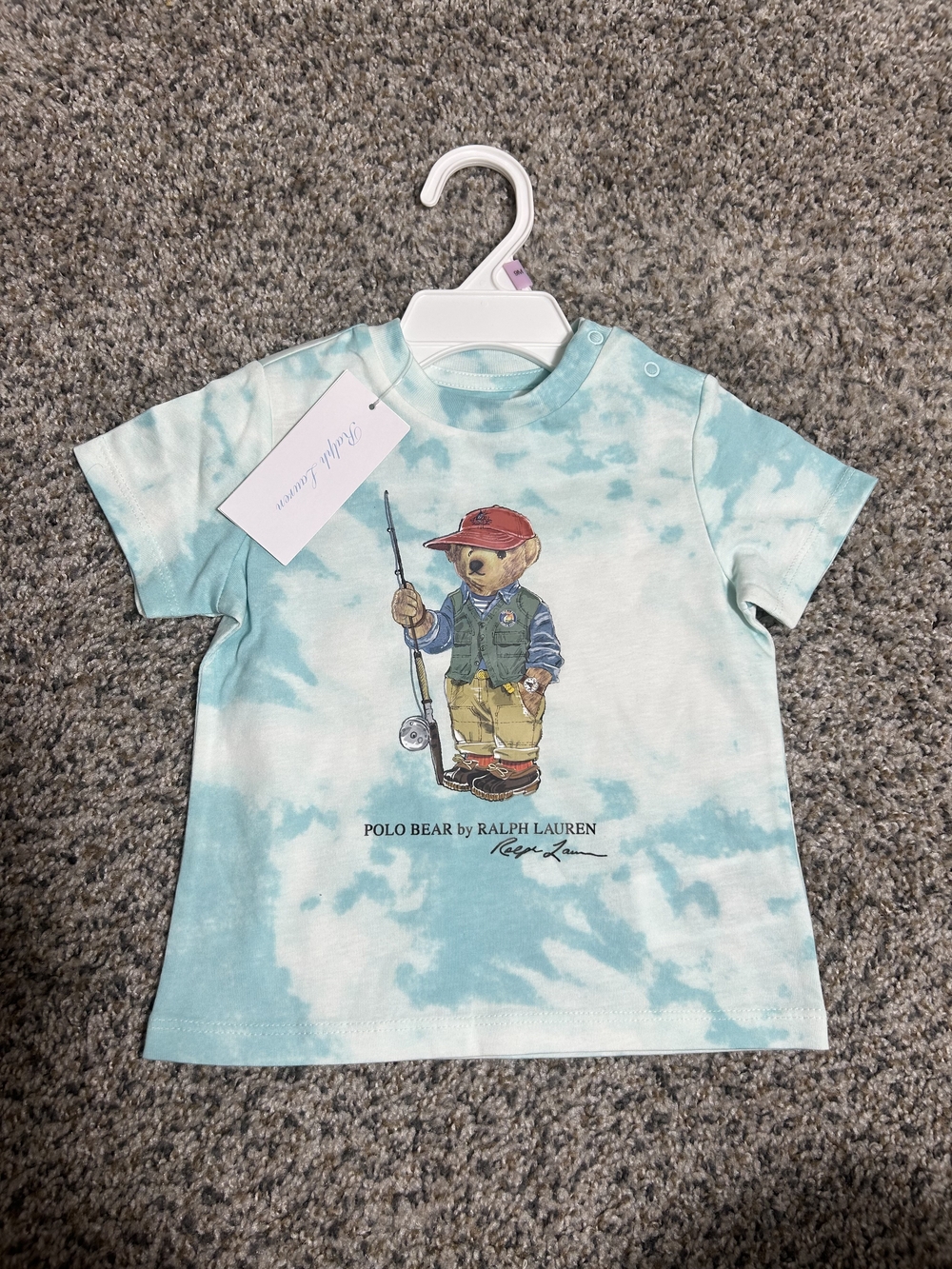 Ralph Lauren Polo Bear Fishing Tee - Aqua Tie-Dye
